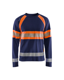 Blåkläder - T-shirt L/Æ Hi-vis 3510 marineblå/orange