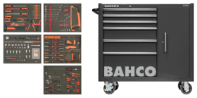 Bahco - Værktøjsvogn C75 sort m/6 skuffer/sideskab, 237 dele