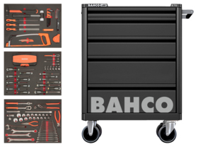 Bahco - Værktøjsvogn E72 sort m/5 skuffer, 140 dele