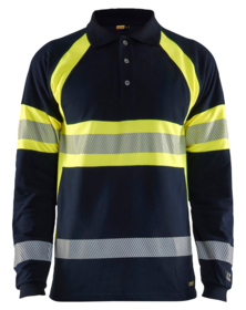 Blåkläder - Poloshirt L/Æ 3438 Hi-vis Marineblå/Gul