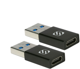Scosche - USB-C t/USB-A adapter sort, á 2 stk