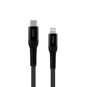 STROXX - Ladekabel USB-C t/lightning sort 1,2 m, hurtig ladning 3 amp
