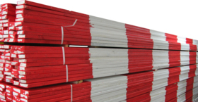 Sydvesta - Afspærringslægte træ rød/hvid 20x70x4000mm