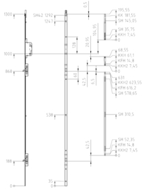 Assa Abloy - Underdel terrassedør låsbar 16x1300mm H6 188-868 D 40mm 