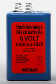 Wemas - Blokbatteri 6V - 7 Ah med fjeder